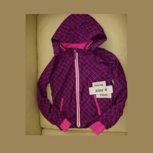 Ivivva Girl by Lululemon 🍋Lined windbreaker purple thumbholes hood size 4